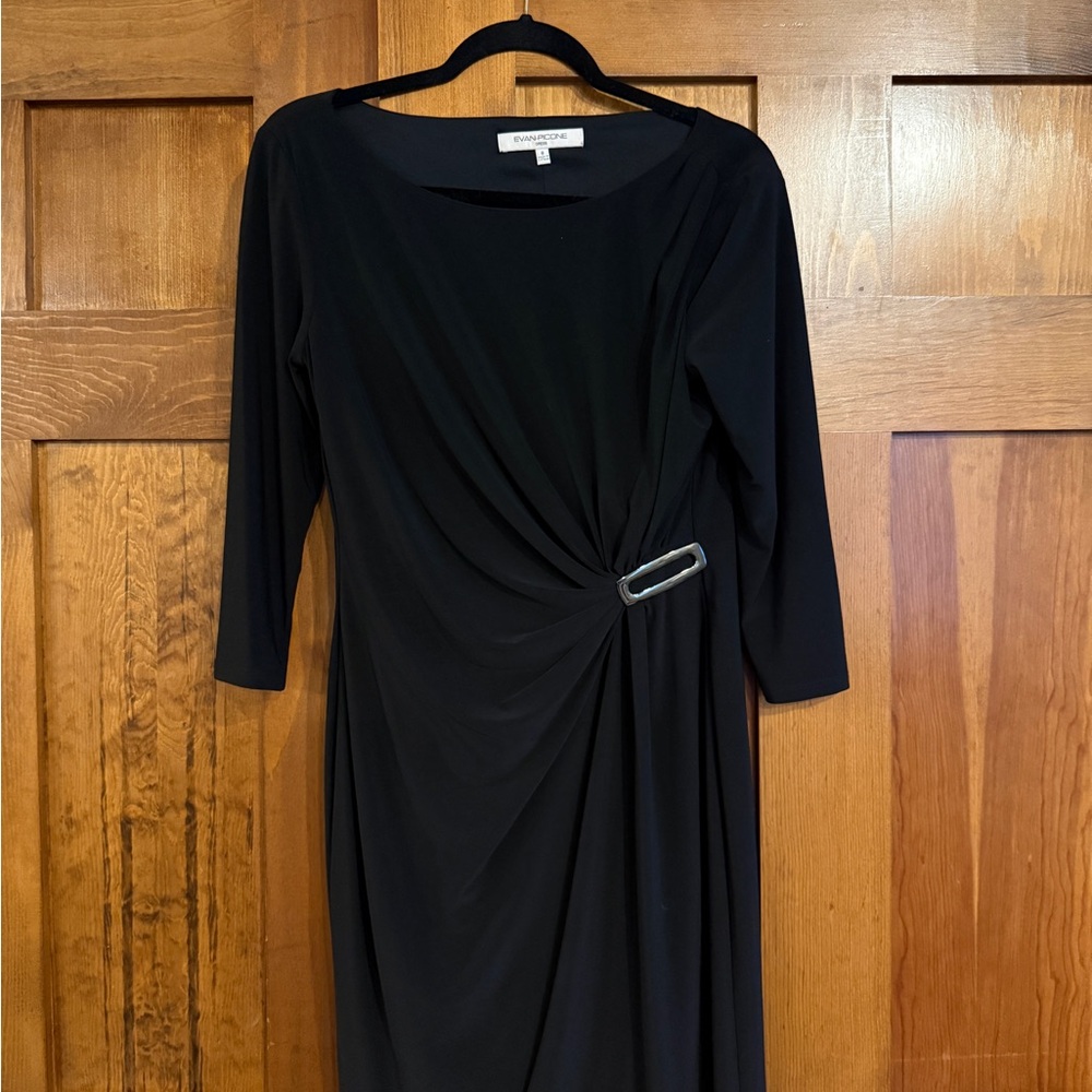 Evan Picone Black Dress with Silver Detail, size 8